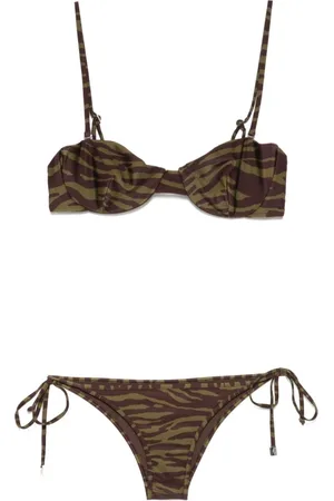 The Attico Badkleding, Dames, Veelkleurig, S, Chique Groen Bruin Badkleding Ss 25