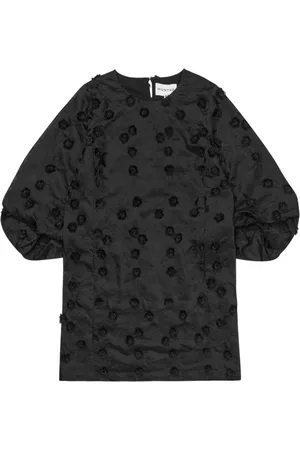 Munthe Blouses & Shirts, Dames, Zwart, XS, Elegante Zwarte Bloemen Geborduurde Jurk