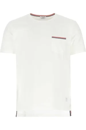 Thom Browne Tops, Heren, Wit, L, RWB Zak T-shirt in Medium Gewicht Jersey