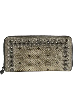 MCM Pre-owned, Dames, Grijs, ONE Size, Leer, Tweedehands leren portemonnees
