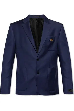 VERSACE Jassen, Heren, Blauw, 2Xl, Wol, Wollen blazer
