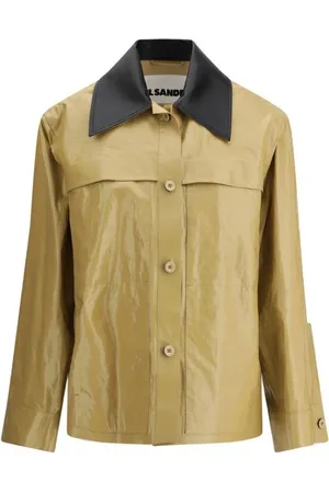 Jil Sander Jassen, Dames, , XS, Linnen, Linnen Sportjas met Klassieke Kraag