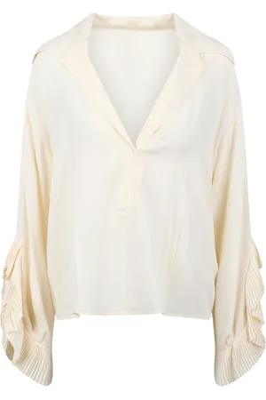Nº21 Blouses & Shirts, Dames, Wit, XL, Blouse met gerimpeld detail en gerimpelde manchetten