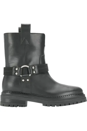 Sergio Rossi Schoenen, Dames, Zwart, 36 1/2 EU, Leer, Zwarte Leren Enkellaarzen