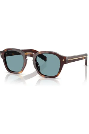 Prada Accessoires, unisex, Bruin, 52 MM, Stijlvolle gepolariseerde zonnebril groene lenzen