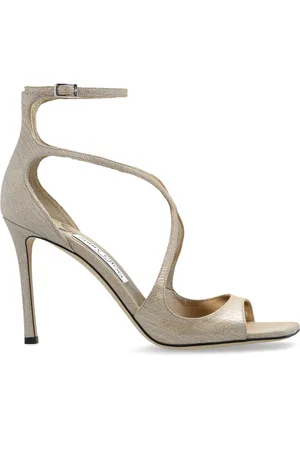 Jimmy Choo Schoenen, Dames, Grijs, 41 EU, Leer, Sandalettes met hak Azia