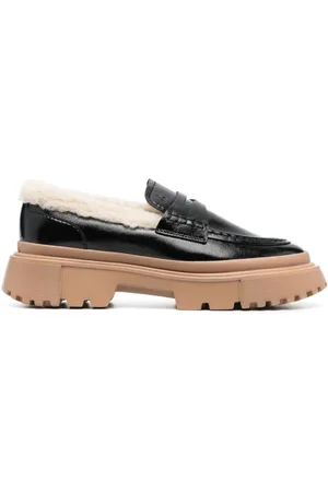 Hogan Zwarte leren loafers voor een casual stijl