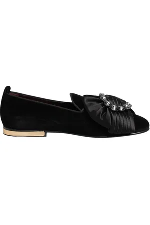 Dolce & Gabbana Zwarte Kristal lint Loafer Schoenen