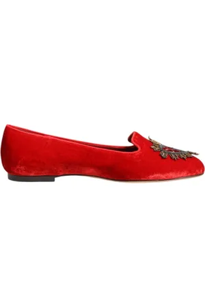 Dolce & Gabbana Rode Velvet DG Heart Loafers Flats
