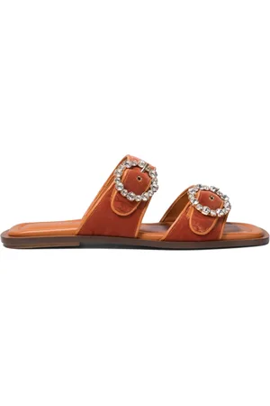 AMATO DANIELE Oranje Fluwelen Loafers voor Vrouwen