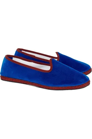 Gallo Blauwe fluwelen damesschoenen effen kleur met contrasten