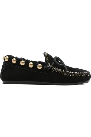 Isabel Marant Zwarte Suède Leren Stud Mocassins