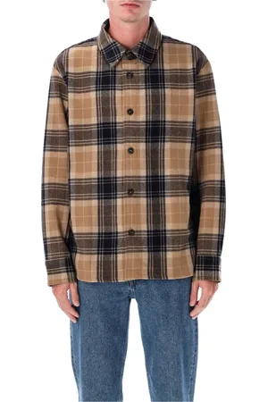 A.P.C. Tartan Wool Overshirt Beige Dark Navy