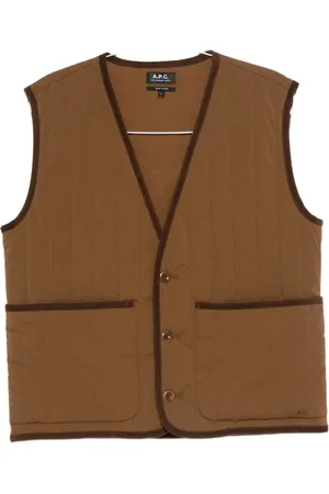A.P.C. Bruine Gewatteerde V-hals Buitenkleding Jas