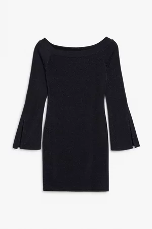 Monki Dames Glitterjurken - Boat neck glitter mini dress