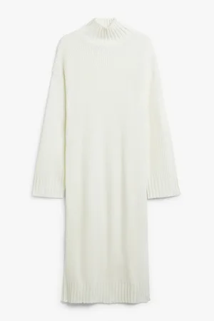 Monki Long sleeved rib knit midi dress