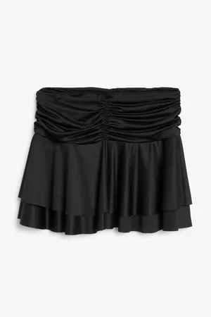 Monki Ruffled satin mini skirt