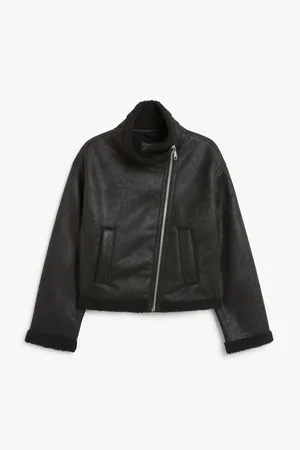Monki Stand collar aviator jacket