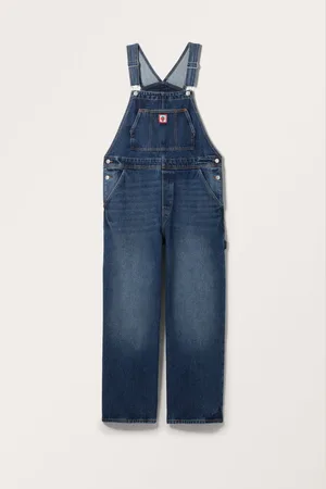 Monki Embroidered Denim Dungarees