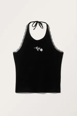 Monki Printed Fitted Halter Neck Tank Top