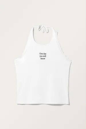 Monki Printed Fitted Halter Neck Tank Top