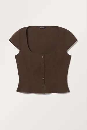 Monki Cropped Cap Sleeve Blouse