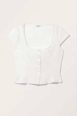 Monki Cropped Cap Sleeve Blouse