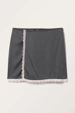 Monki Mini Satin Lace Skirt