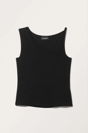 Monki Ribbed Asymmetric Tank Top