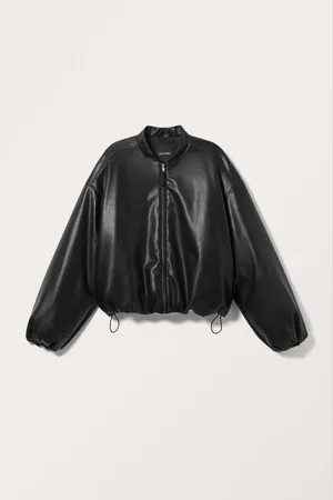 Monki Faux Leather Bomber Jacket