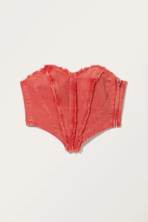 Monki Heart Denim Bustier Top