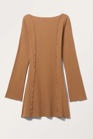 Monki Ribbed Long Sleeve Mini Dress