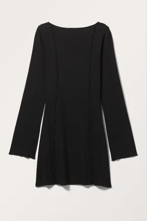 Monki Ribbed Long Sleeve Mini Dress