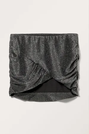 Monki Low Gathered Glitter Skirt