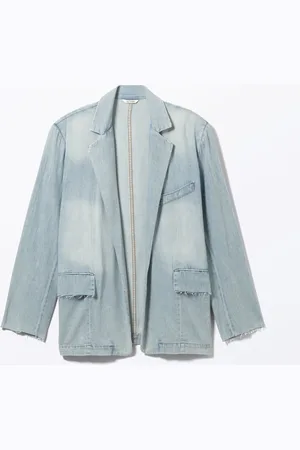 Monki Frayed Oversized Denim Blazer