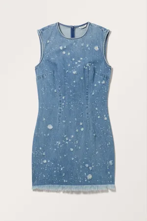 Monki Frayed Mini Denim Dress