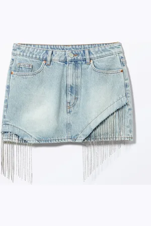 Monki Embellished Mini Denim Skirt