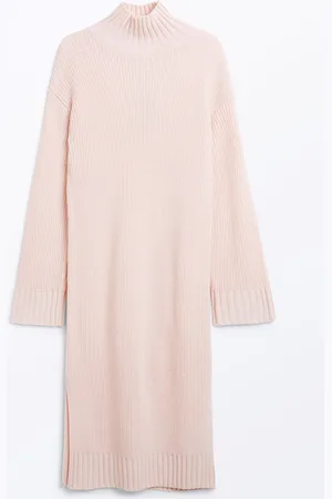 Monki Long sleeved rib knit midi dress