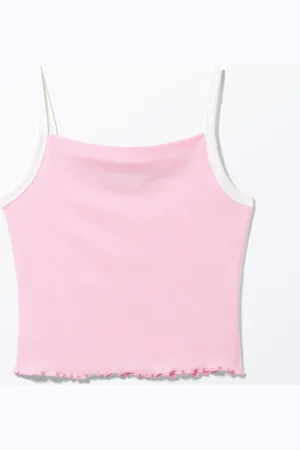 Monki Cropped Ribbed Tank Top