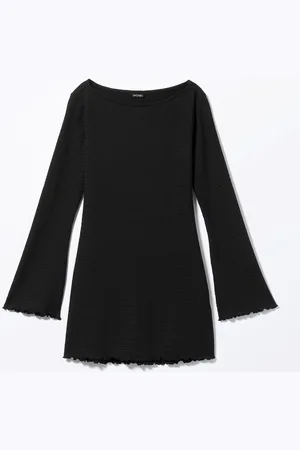 Monki Long-Sleeved Mini Boat-Neck Dress