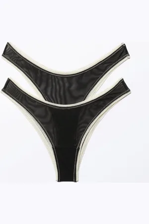 Monki 2-pack Laced Brazilian Mesh Briefs