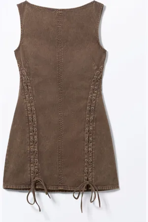 Monki Sleeveless Lace-Up Mini Dress