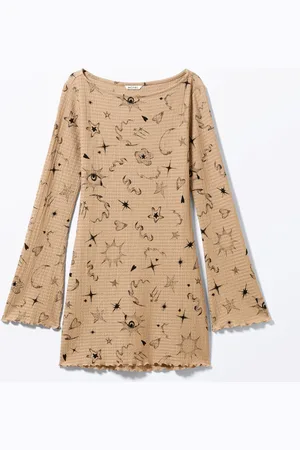 Monki Long-Sleeved Mini Boat-Neck Dress