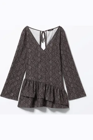 Monki Long-Sleeved V-neck Mini Dress