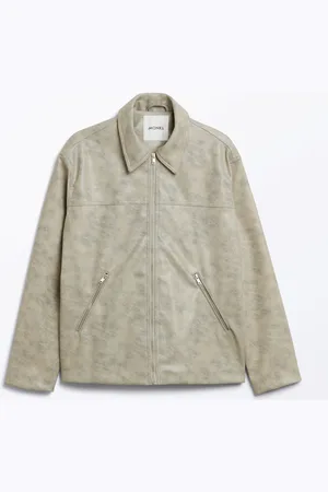 Monki Faux-leather zip-up biker jacket