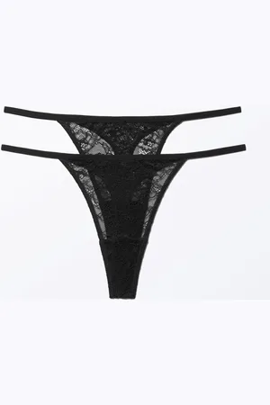 Monki 2-pack Lacey Lace Thongs