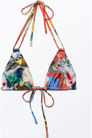 Monki Printed Triangle Halter Bikini Top