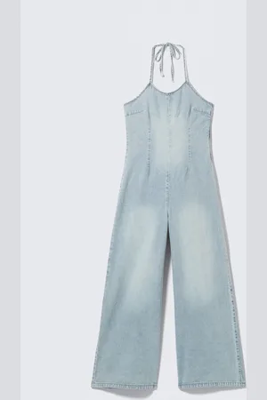 Monki Halter Neck Denim Jumpsuit