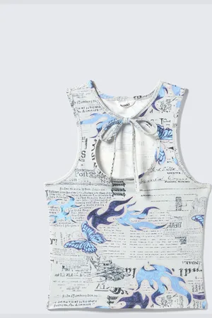 Monki Tie-Front Cotton Tank Top
