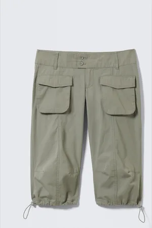 Monki Ultra-Low Rise Cargo Capri Trousers